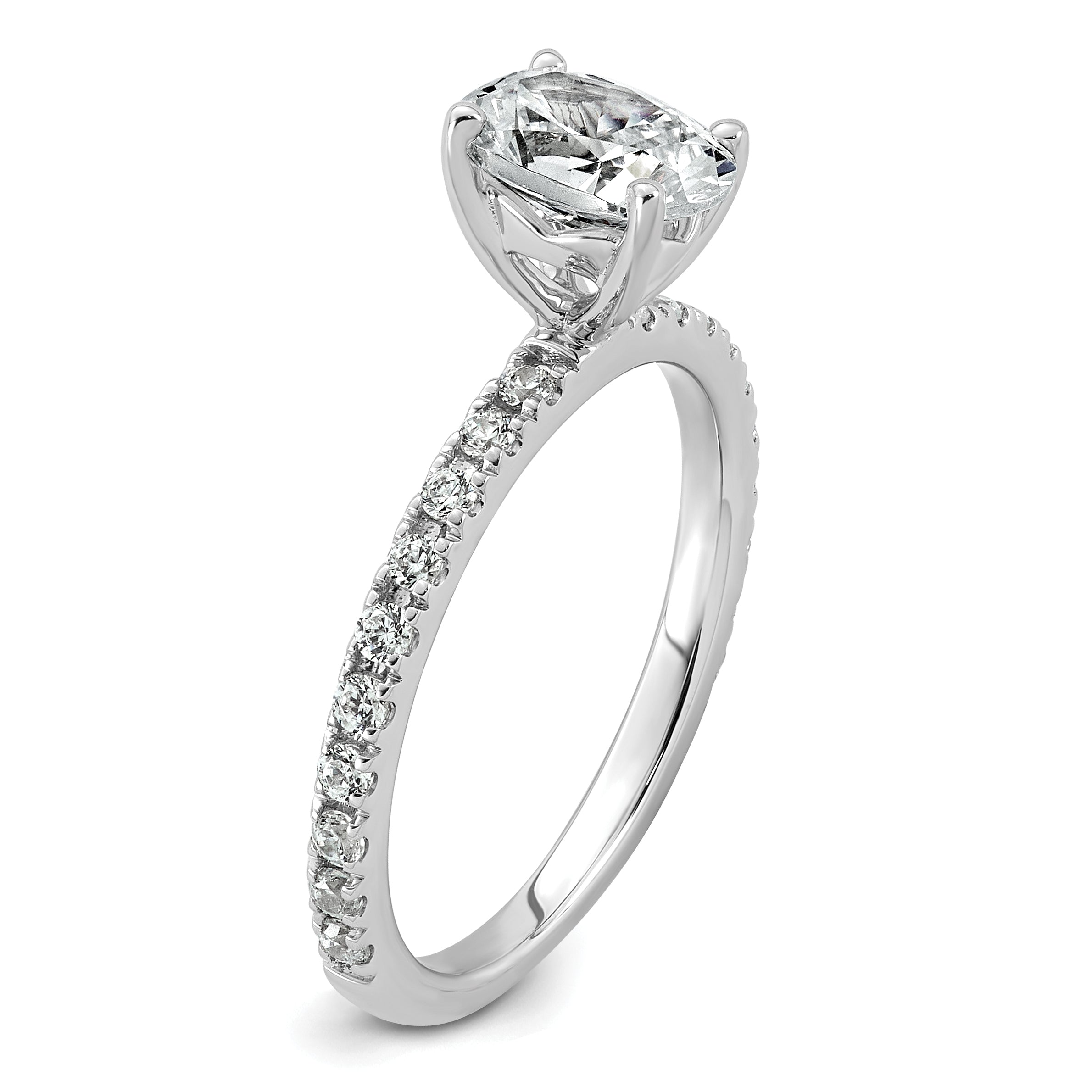 14k White Gold 1 1/3 carat Lab Grown Diamond VS+ F+ Oval Complete Shared Prong Engagement Ring