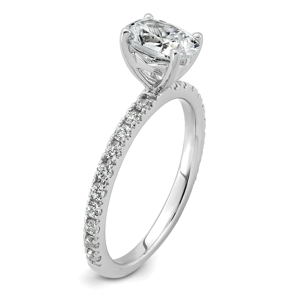 14k White Gold 1 1/3 carat Lab Grown Diamond VS+ F+ Oval Complete Shared Prong Engagement Ring