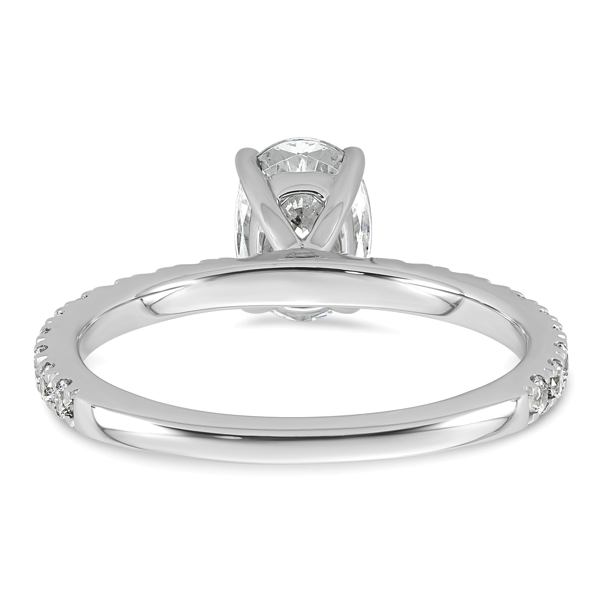 14k White Gold 1 1/3 carat Certified Lab Grown Diamond VS+ F+ Oval Complete Shared Prong Engagement Ring