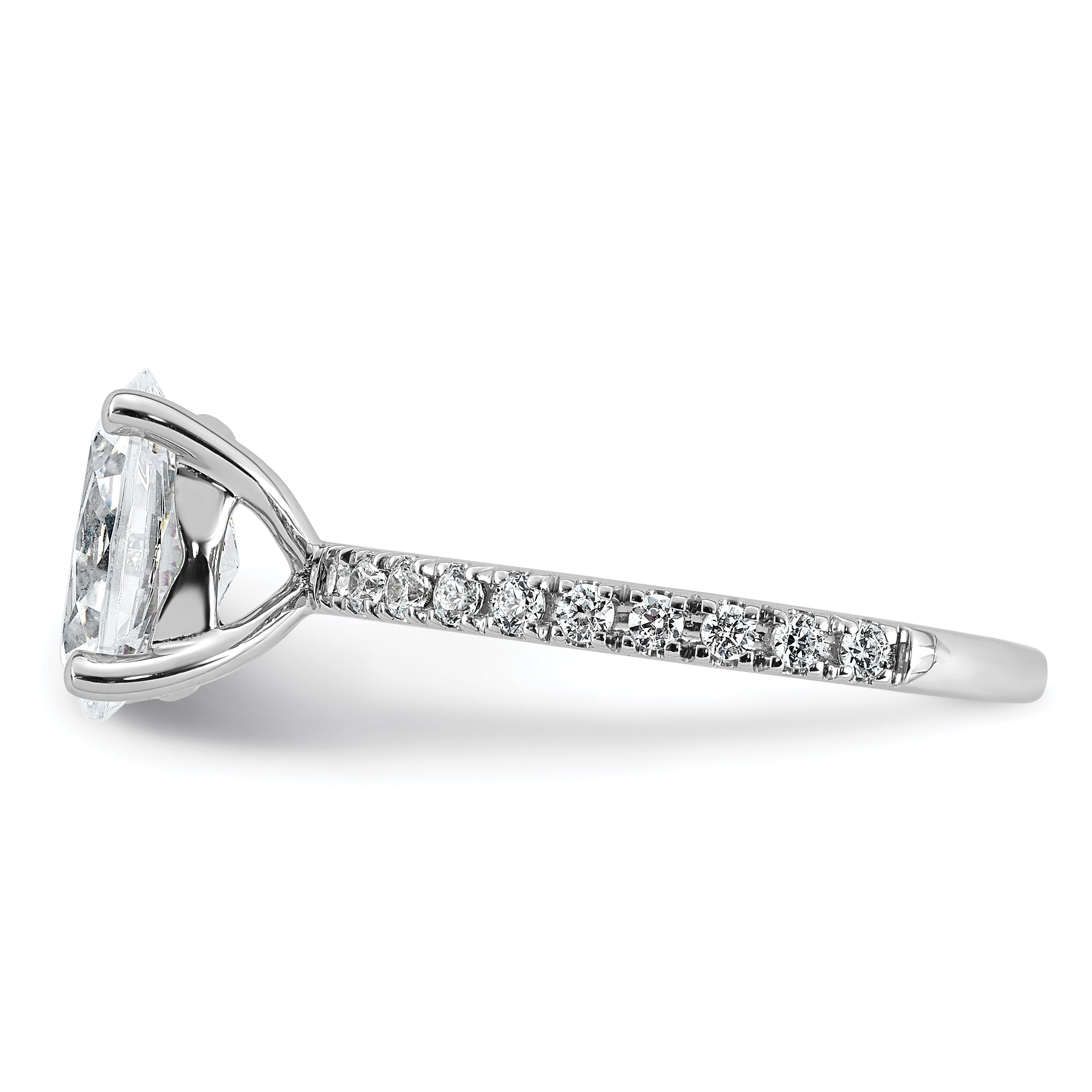 14k White Gold 2 1/3 carat Lab Grown Diamond VS+ F+ Oval Complete Shared Prong Engagement Ring