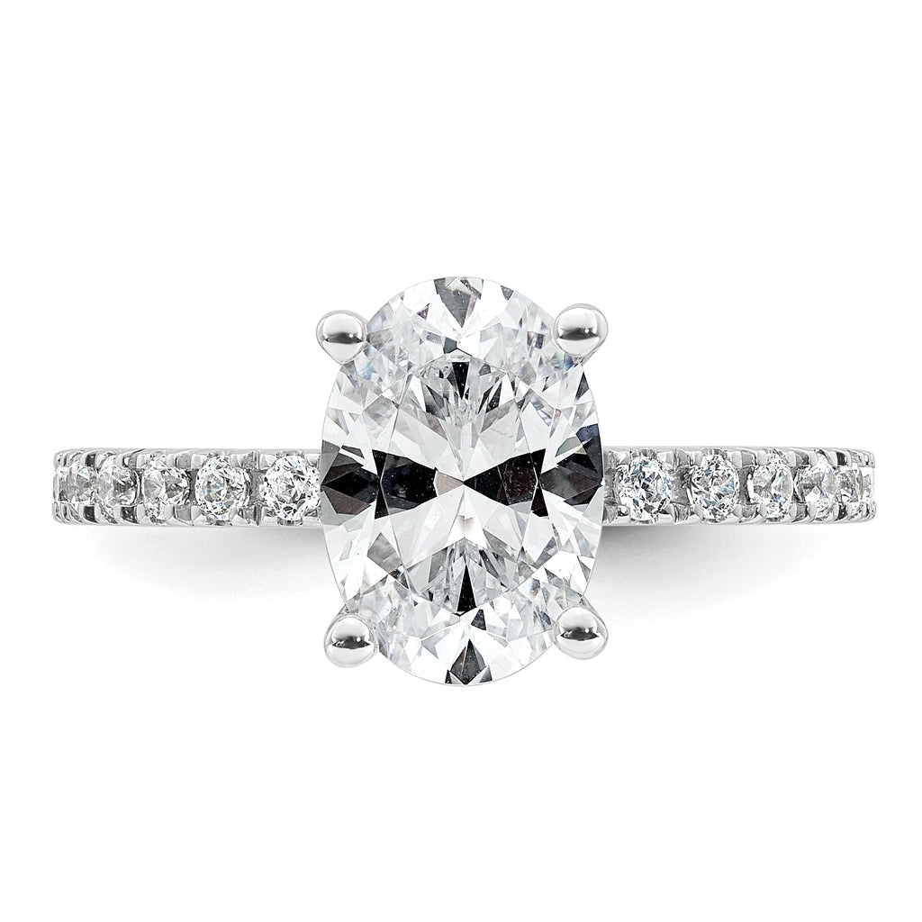 14k White Gold 2 1/3 carat Lab Grown Diamond VS+ F+ Oval Complete Shared Prong Engagement Ring