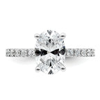 14k White Gold 2 1/3 carat Lab Grown Diamond VS+ F+ Oval Complete Shared Prong Engagement Ring
