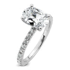 14k White Gold 2 1/3 carat Lab Grown Diamond VS+ F+ Oval Complete Shared Prong Engagement Ring