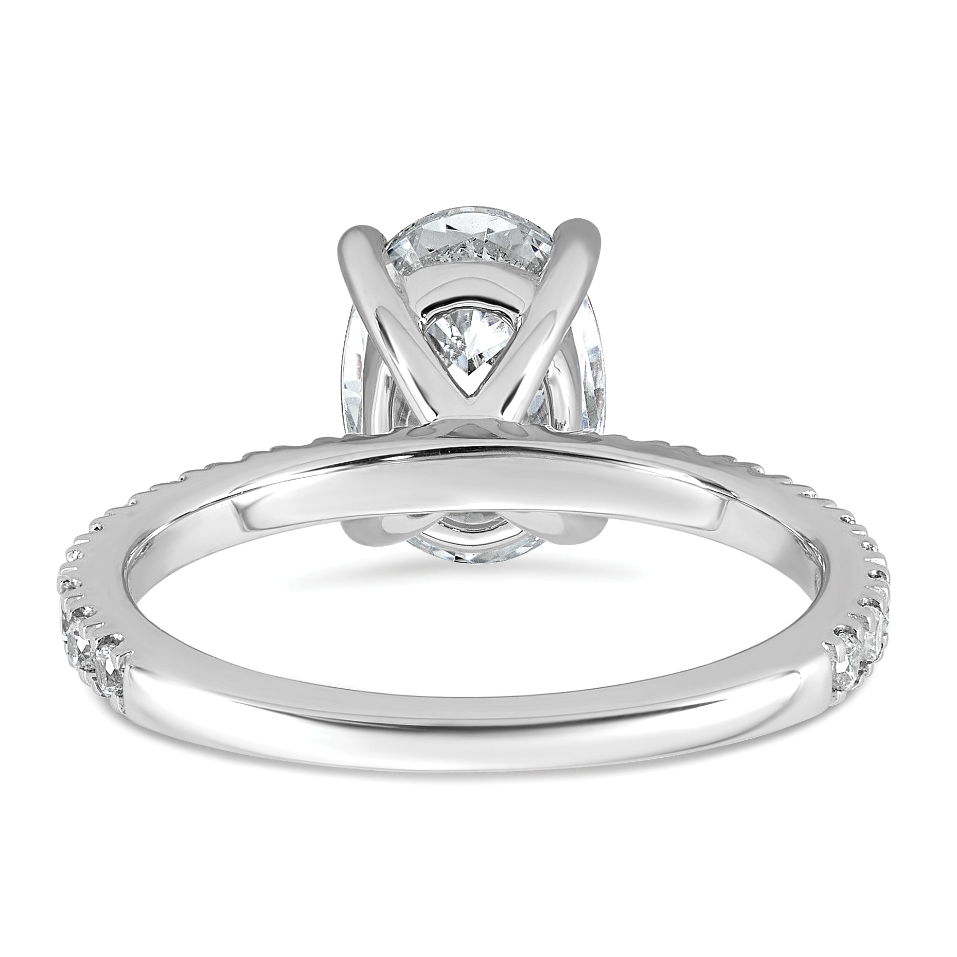 14k White Gold 2 1/3 carat Certified Lab Grown Diamond VS+ F+ Oval Complete Shared Prong Engagement Ring