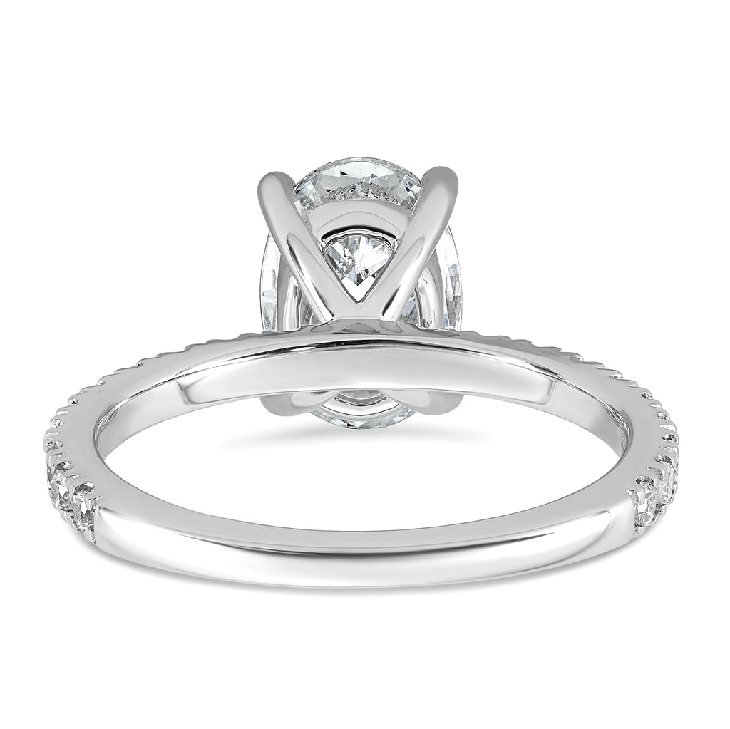 14k White Gold 2 1/3 carat Certified Lab Grown Diamond VS+ F+ Oval Complete Shared Prong Engagement Ring