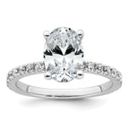 14k White Gold 2 1/3 carat Certified Lab Grown Diamond VS+ F+ Oval Complete Shared Prong Engagement Ring