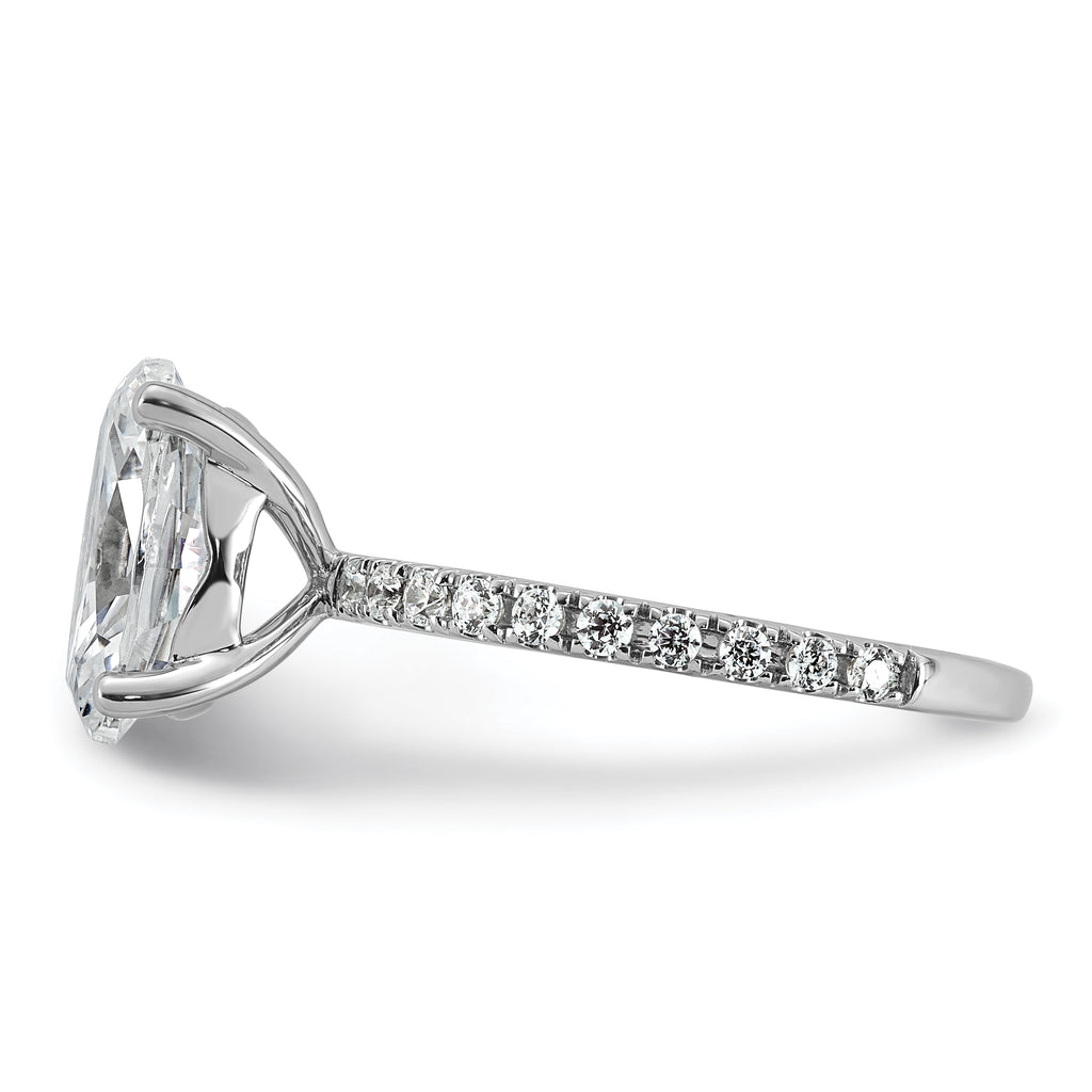 14k White Gold 3 3/8 carat Lab Grown Diamond VS+ F+ Oval Complete Shared Prong Engagement Ring