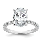 14k White Gold 3 3/8 carat Lab Grown Diamond VS+ F+ Oval Complete Shared Prong Engagement Ring