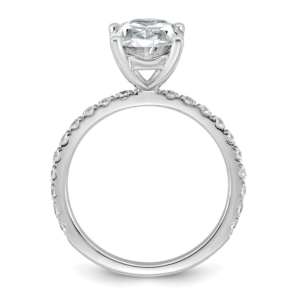 14k White Gold 3 3/8 carat Certified Lab Grown Diamond VS+ F+ Oval Complete Shared Prong Engagement Ring