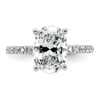 14k White Gold 3 3/8 carat Certified Lab Grown Diamond VS+ F+ Oval Complete Shared Prong Engagement Ring