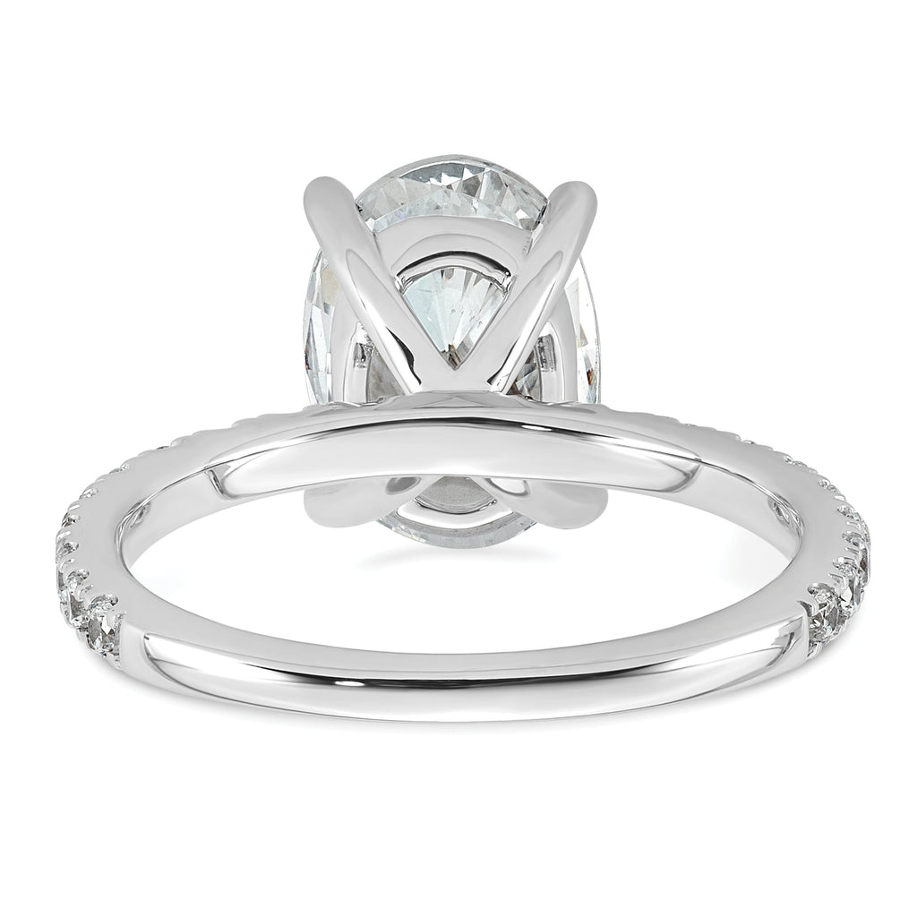 14k White Gold 3 3/8 carat Certified Lab Grown Diamond VS+ F+ Oval Complete Shared Prong Engagement Ring