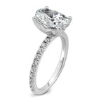 14k White Gold 3 3/8 carat Certified Lab Grown Diamond VS+ F+ Oval Complete Shared Prong Engagement Ring