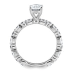 14k White Gold 2 1/2 carat Lab Grown Diamond VS+ F+ Oval Complete Engagement Ring
