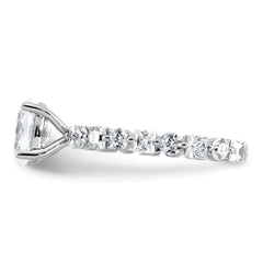 14k White Gold 2 1/2 carat Lab Grown Diamond VS+ F+ Oval Complete Engagement Ring