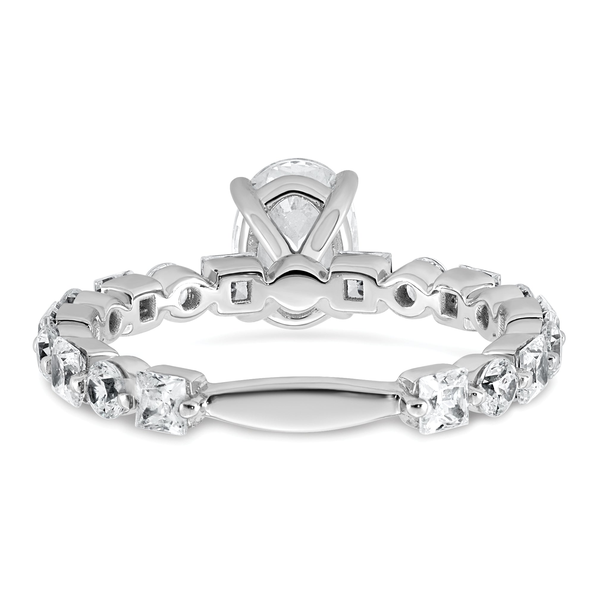 14k White Gold 2 1/2 carat Lab Grown Diamond VS+ F+ Oval Complete Engagement Ring