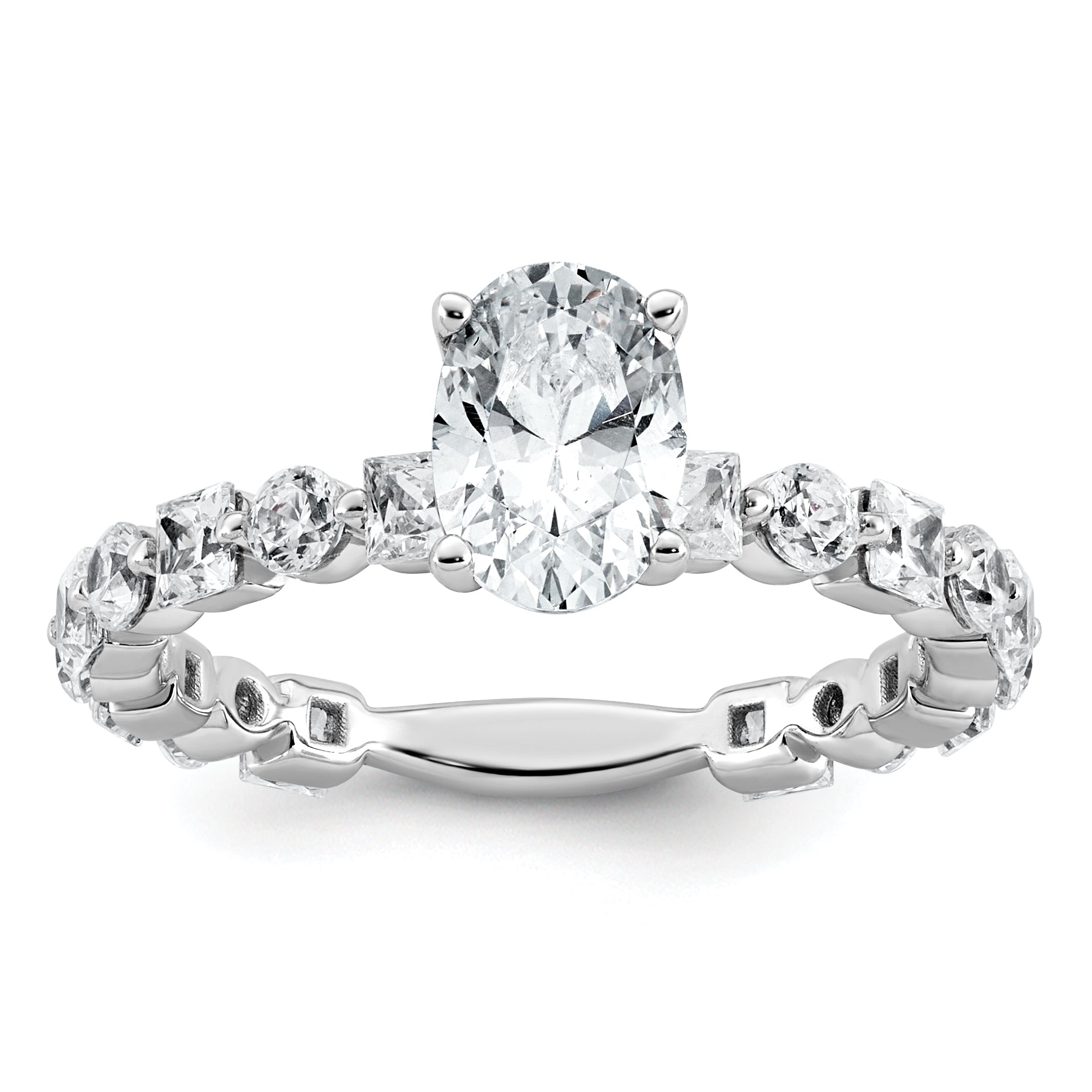 14k White Gold 2 1/2 carat Lab Grown Diamond VS+ F+ Oval Complete Engagement Ring Main image