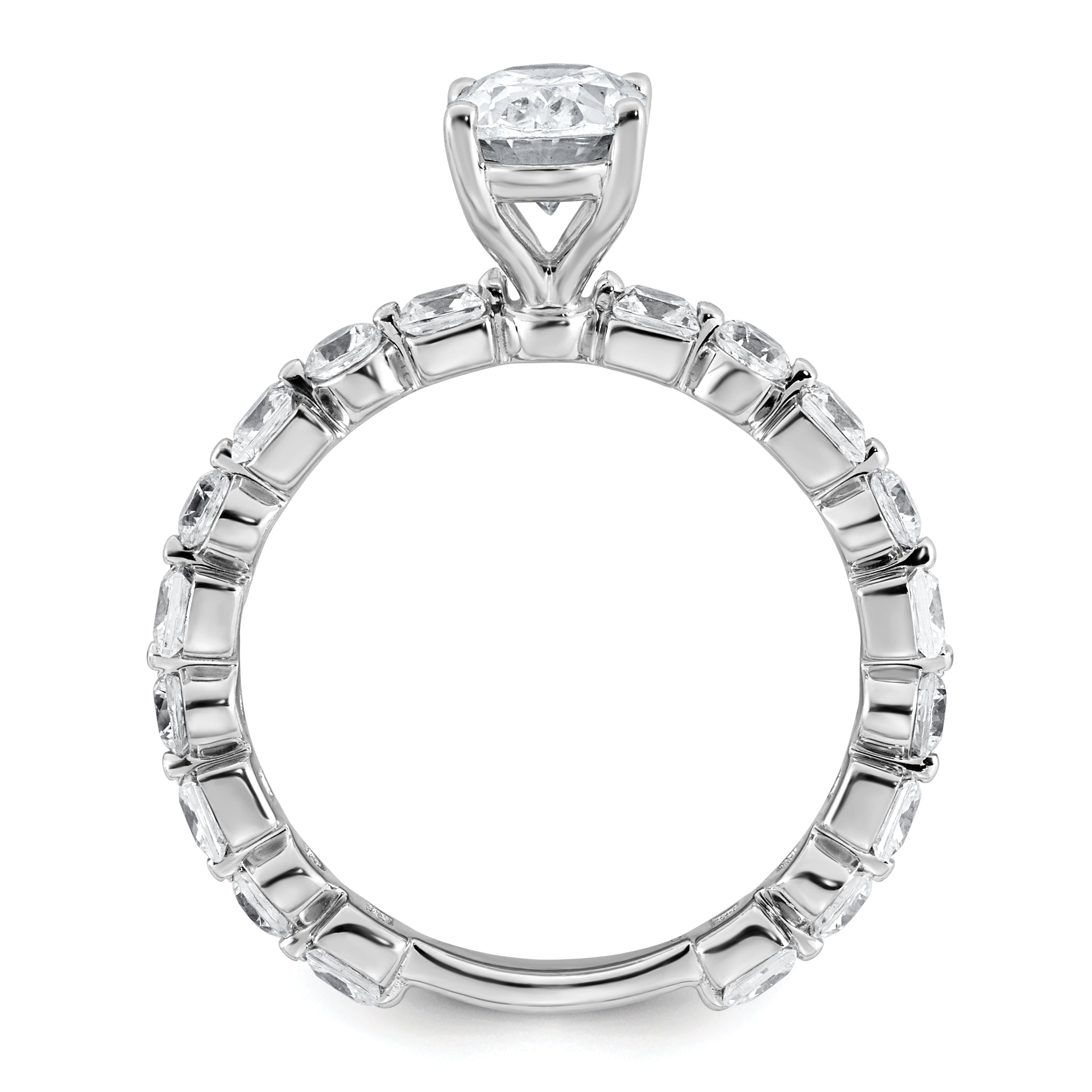 14k White Gold 2 1/2 carat Certified Lab Grown Diamond VS+ F+ Oval Complete Engagement Ring