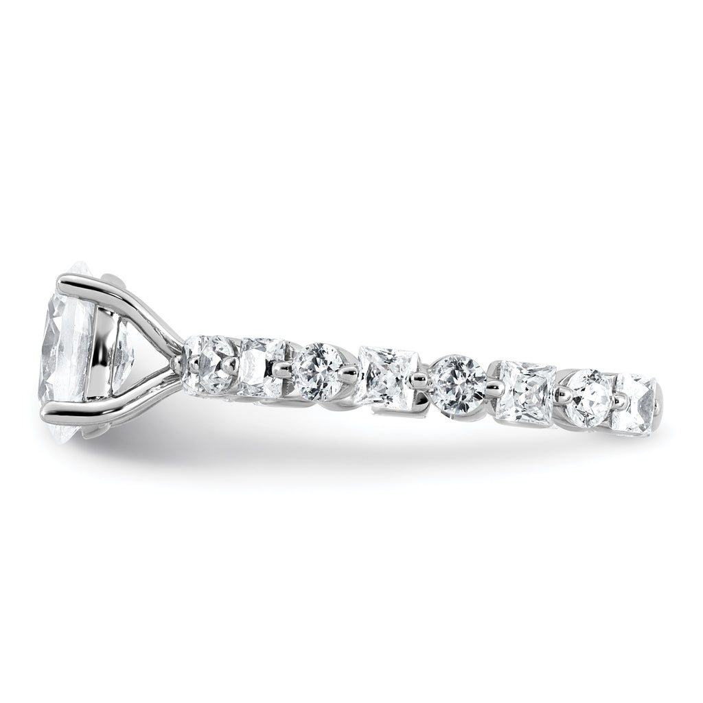 14k White Gold 2 1/2 carat Certified Lab Grown Diamond VS+ F+ Oval Complete Engagement Ring