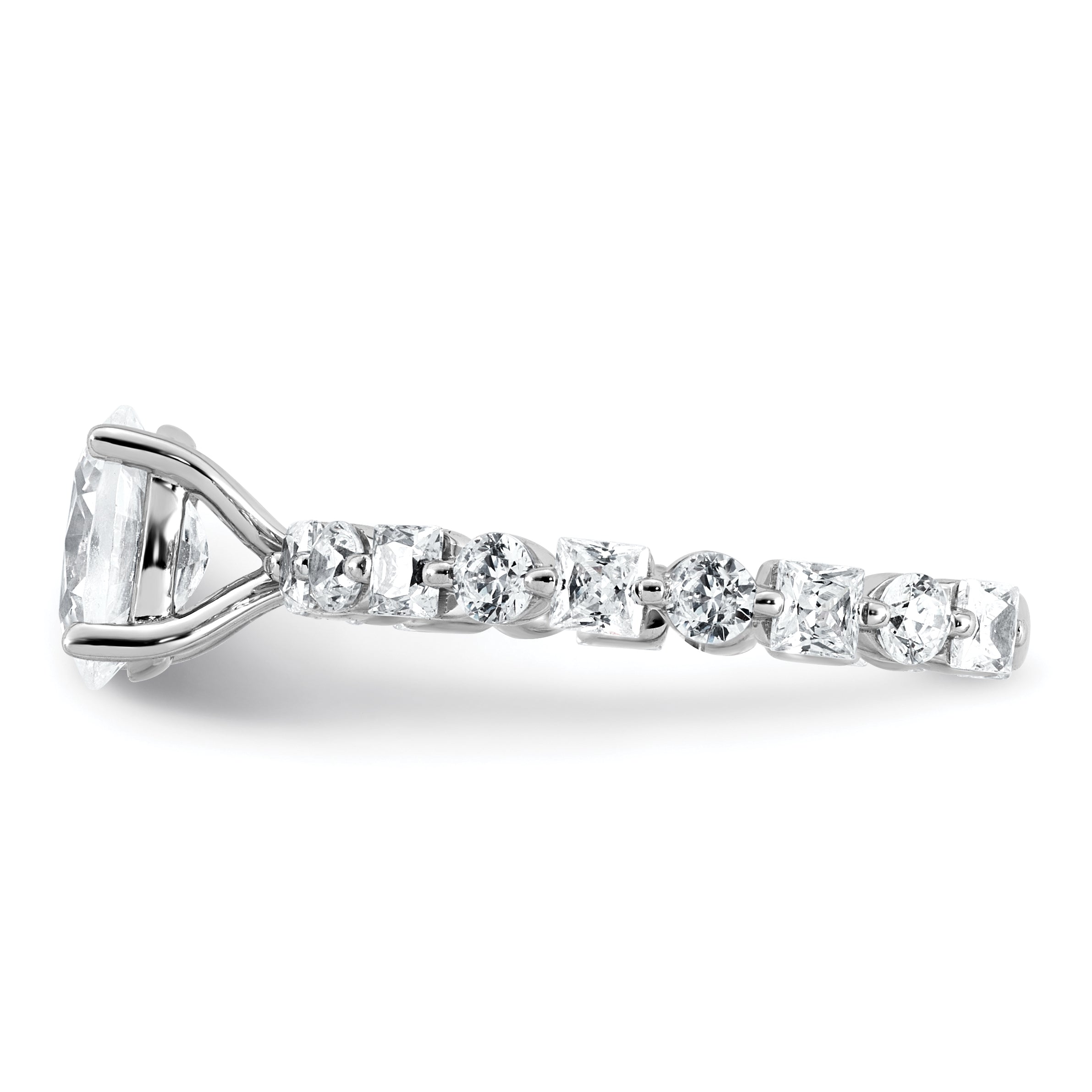 14k White Gold 2 1/2 carat Certified Lab Grown Diamond VS+ F+ Oval Complete Engagement Ring