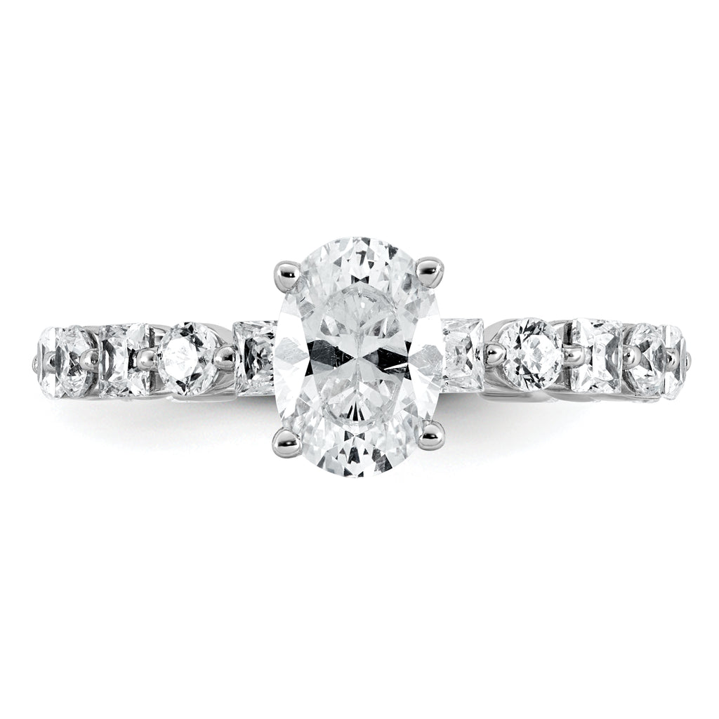 14k White Gold 2 1/2 carat Certified Lab Grown Diamond VS+ F+ Oval Complete Engagement Ring