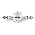 14k White Gold 2 1/2 carat Certified Lab Grown Diamond VS+ F+ Oval Complete Engagement Ring