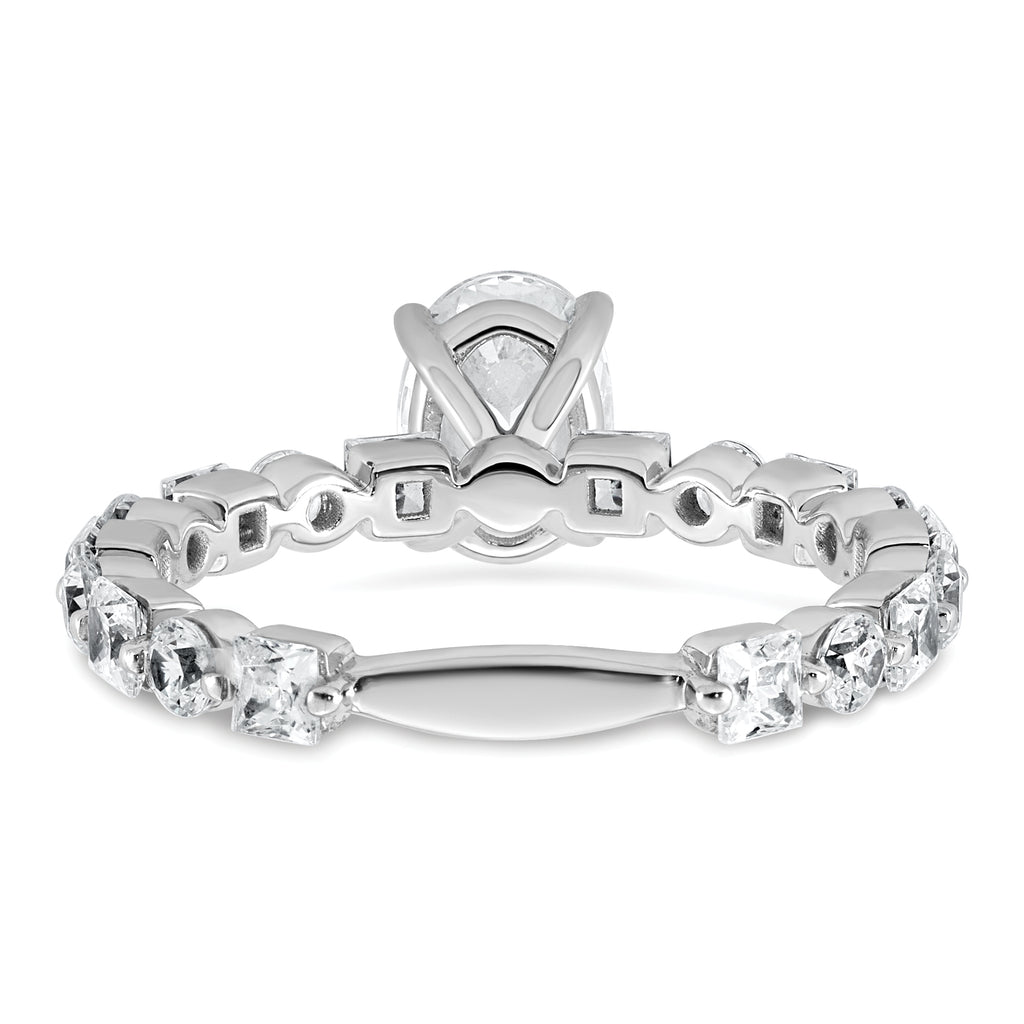 14k White Gold 2 1/2 carat Certified Lab Grown Diamond VS+ F+ Oval Complete Engagement Ring