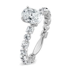 14k White Gold 2 1/2 carat Certified Lab Grown Diamond VS+ F+ Oval Complete Engagement Ring