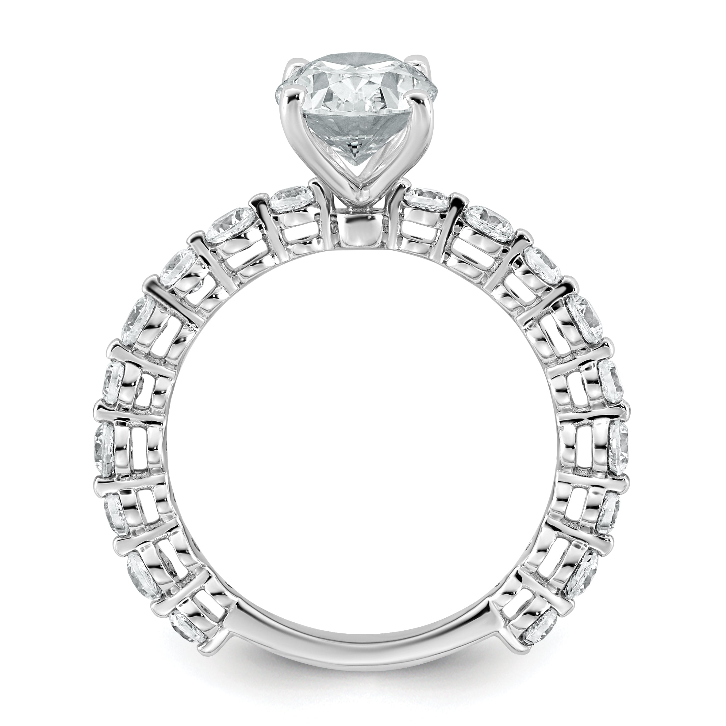 14k White Gold 2 1/3 carat Lab Grown Diamond VS+ F+ Oval Complete Shared Prong Engagement Ring