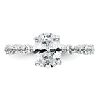 14k White Gold 2 1/3 carat Lab Grown Diamond VS+ F+ Oval Complete Shared Prong Engagement Ring