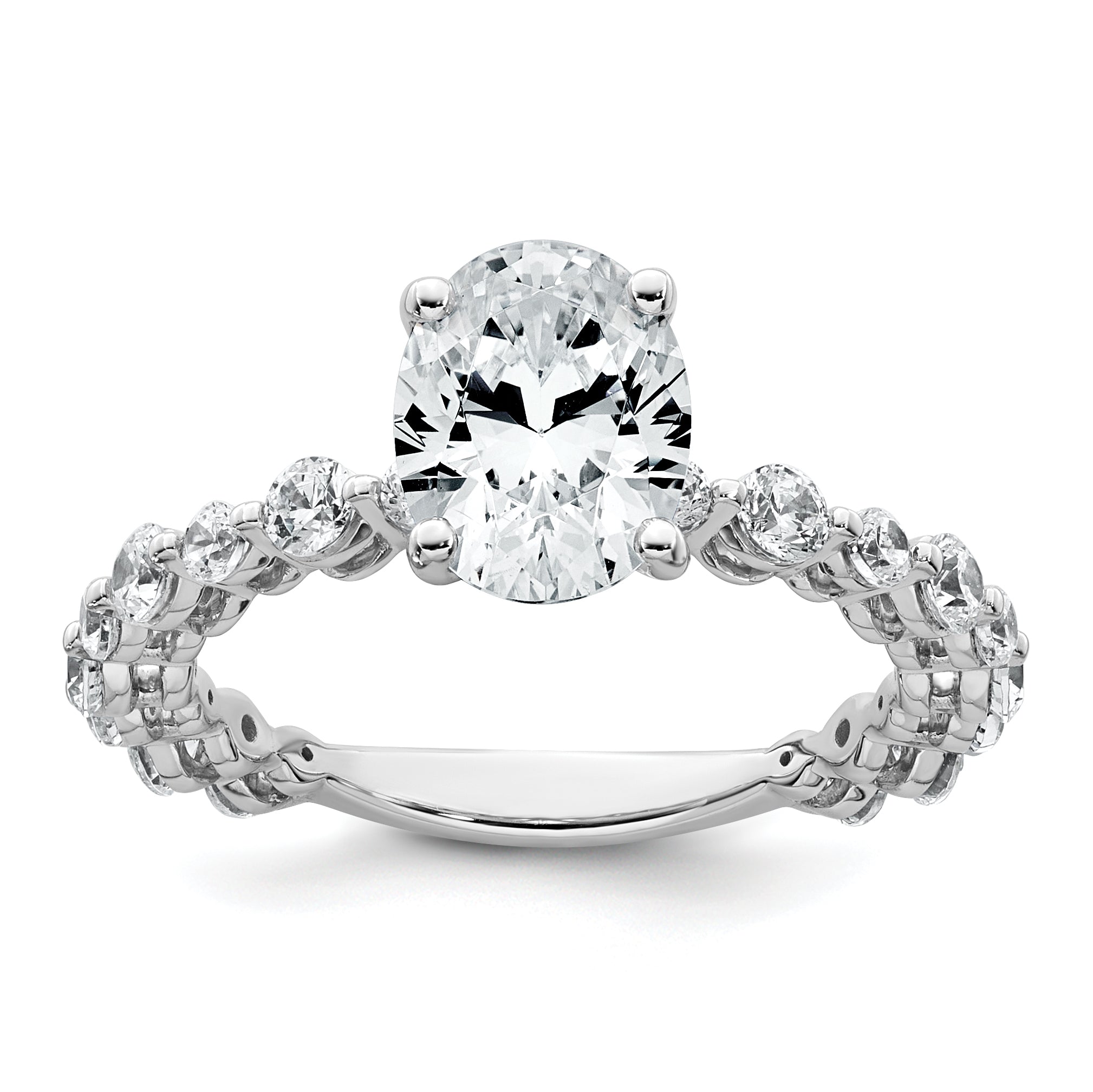 14k White Gold 2 1/3 carat Lab Grown Diamond VS+ F+ Oval Complete Shared Prong Engagement Ring Main image