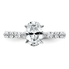 14k WG Lab Grown Dia VS+ F+ Shared Prong Oval Semi-mount Eng Ring