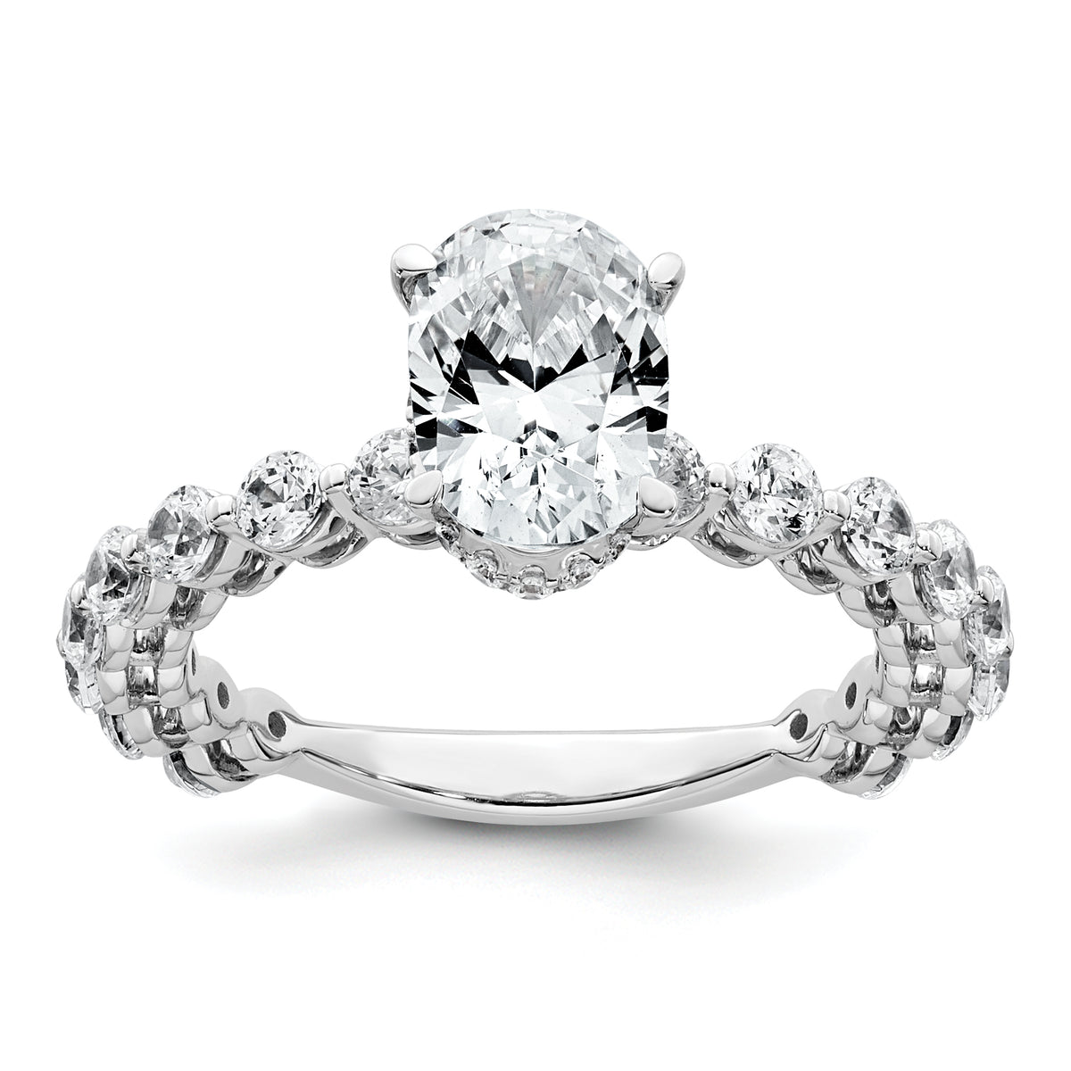 14k WG Lab Grown Dia VS+ F+ Shared Prong Oval Semi-mount Eng Ring