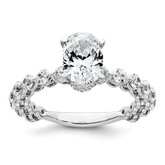 14k WG Lab Grown Dia VS+ F+ Shared Prong Oval Semi-mount Eng Ring