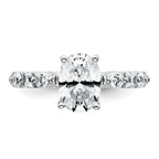 14k White Gold 3 carat Lab Grown Diamond VS+ F+ Oval Complete Engagement Ring