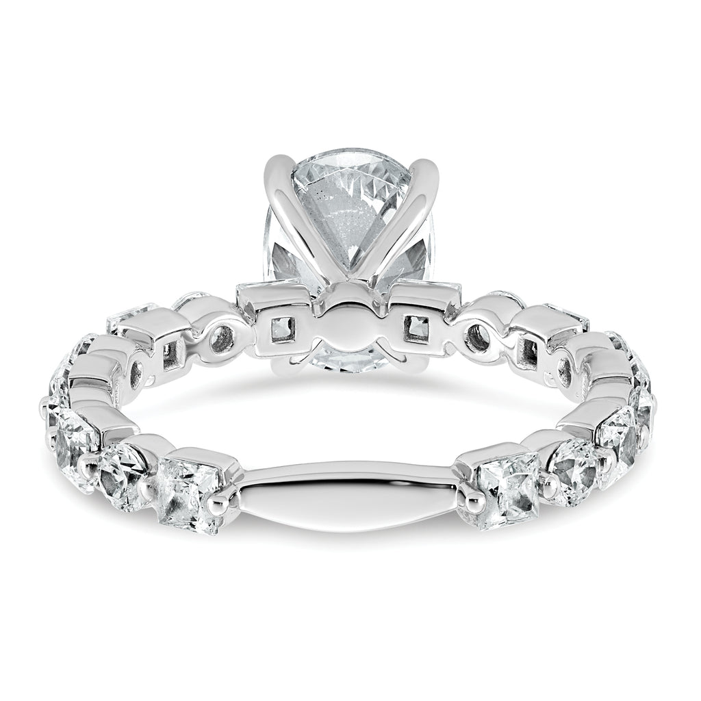 14k White Gold 3 carat Lab Grown Diamond VS+ F+ Oval Complete Engagement Ring