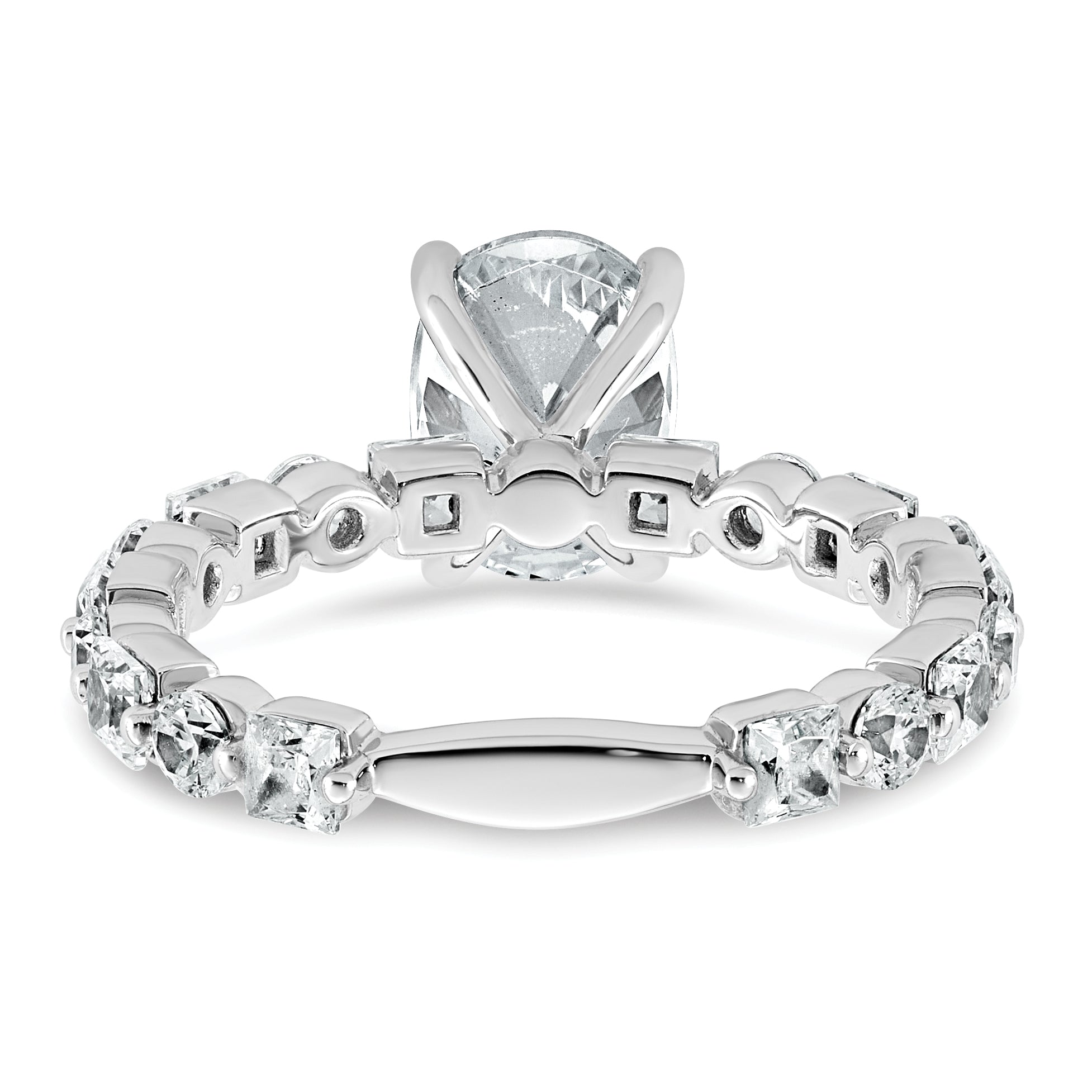 14k White Gold 3 carat Lab Grown Diamond VS+ F+ Oval Complete Engagement Ring