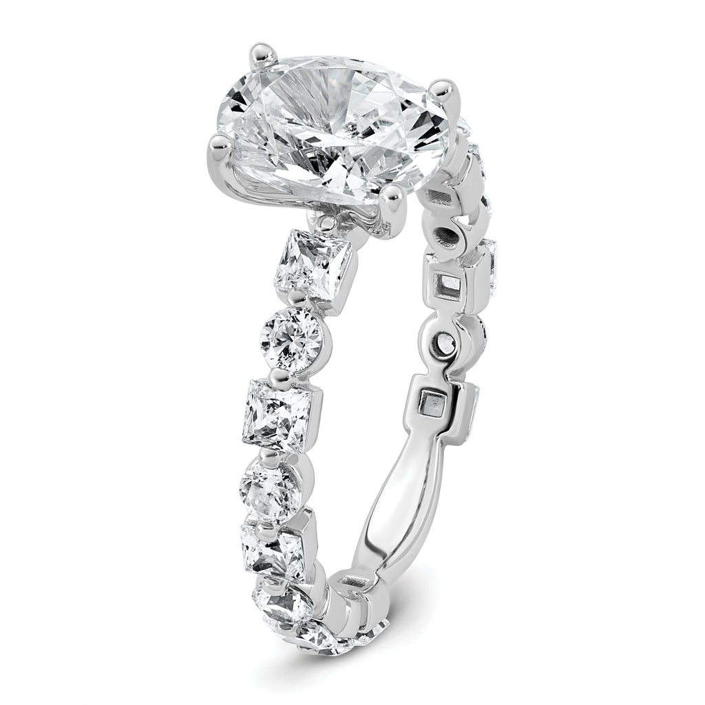 14k White Gold 3 carat Lab Grown Diamond VS+ F+ Oval Complete Engagement Ring