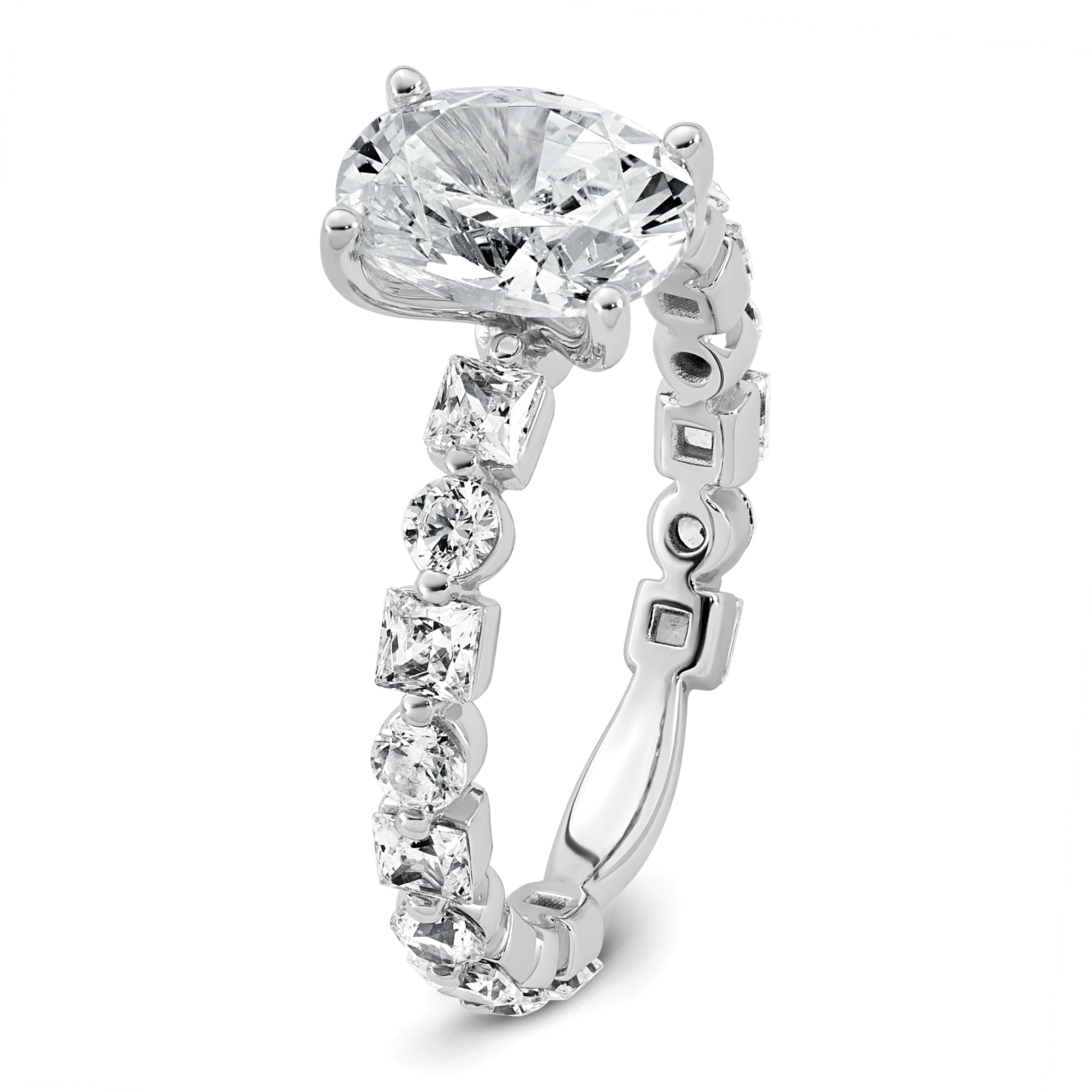 14k White Gold 3 carat Lab Grown Diamond VS+ F+ Oval Complete Engagement Ring
