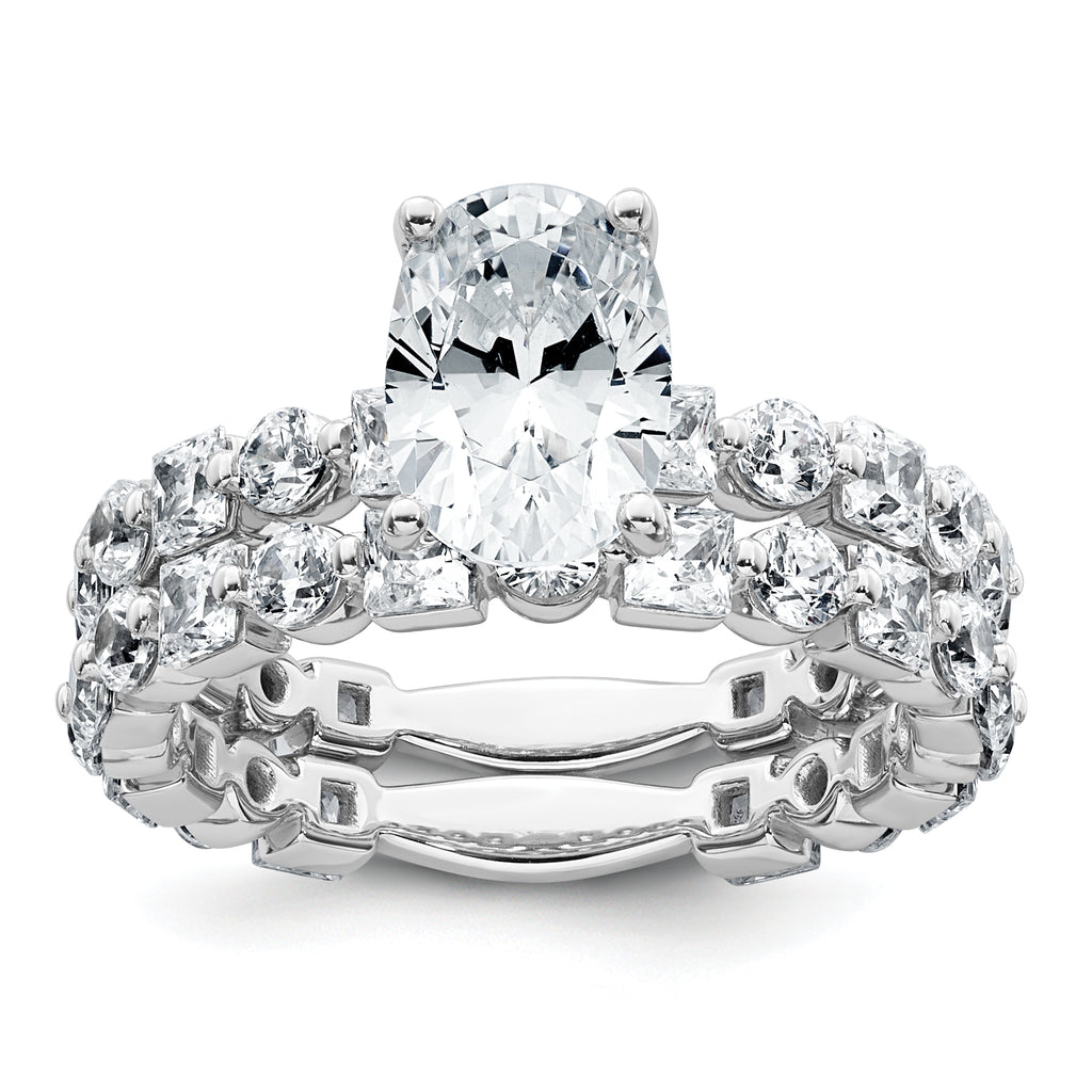 14k White Gold 3 carat Lab Grown Diamond VS+ F+ Oval Complete Engagement Ring