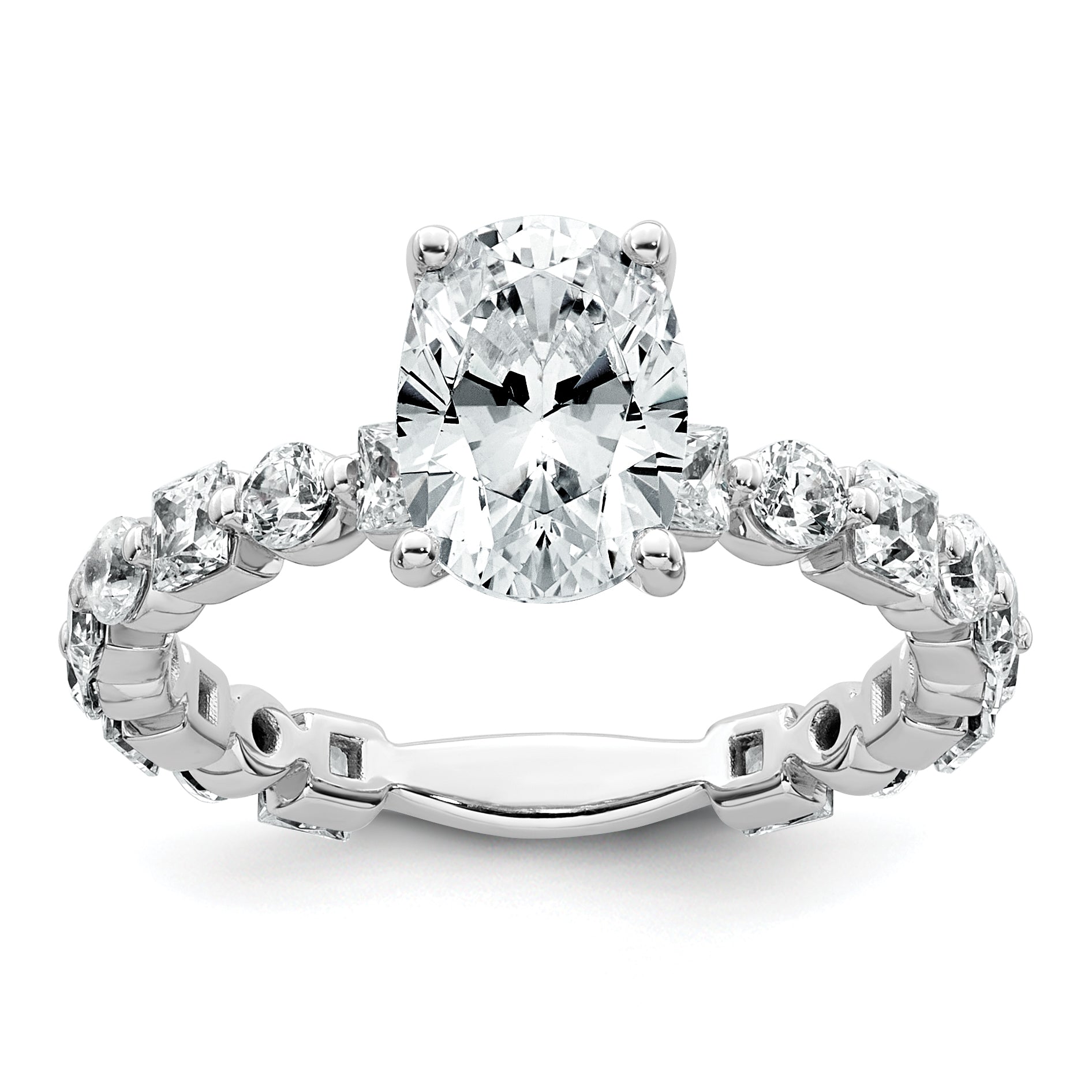 14k White Gold 3 carat Lab Grown Diamond VS+ F+ Oval Complete Engagement Ring