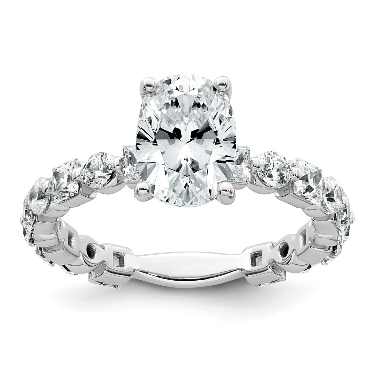 14k White Gold 3 carat Lab Grown Diamond VS+ F+ Oval Complete Engagement Ring