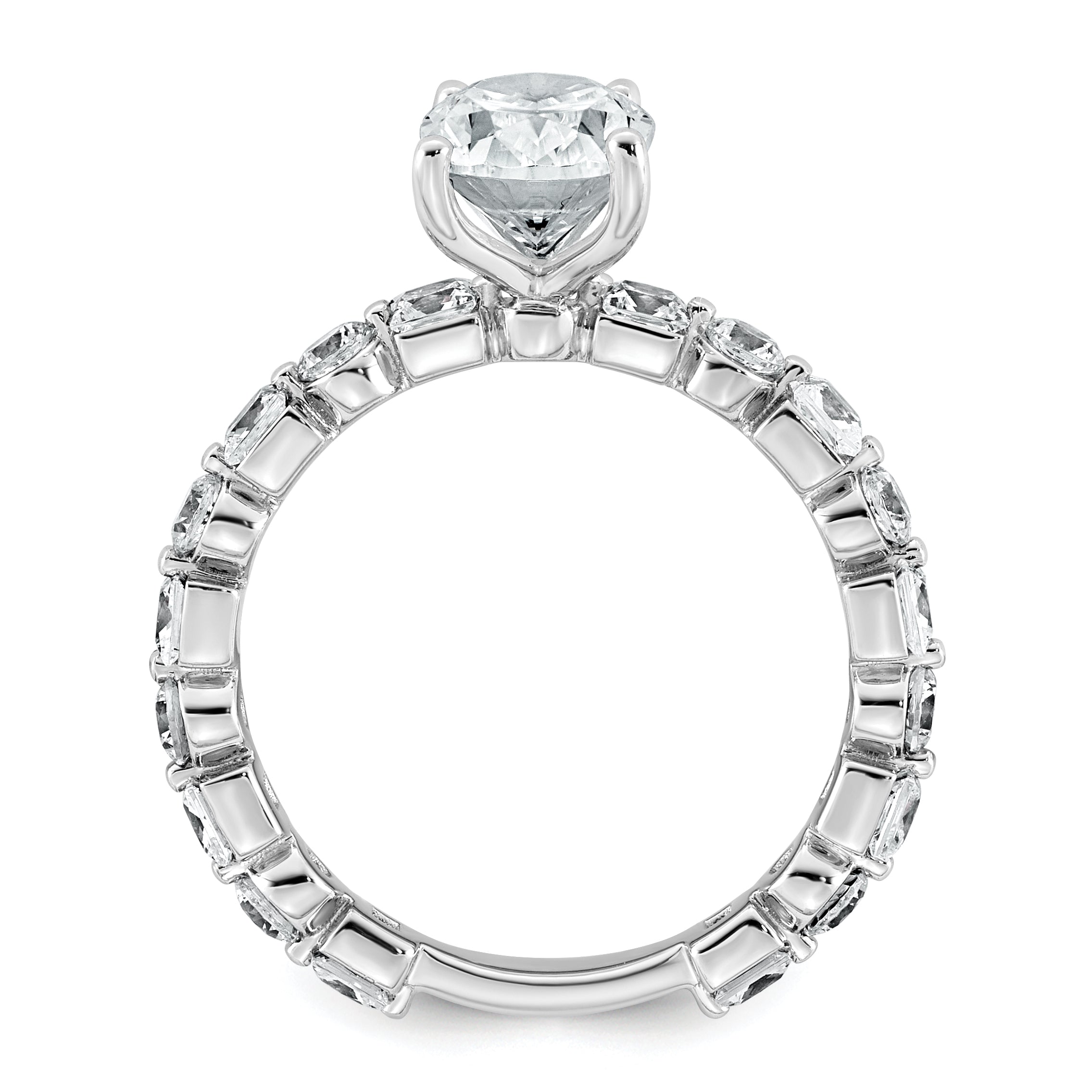 14k White Gold 3 carat Certified Lab Grown Diamond VS+ F+ Oval Complete Engagement Ring