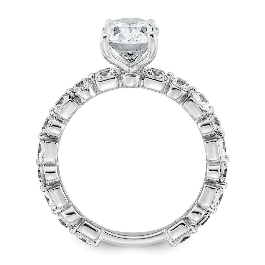 14k White Gold 3 carat Certified Lab Grown Diamond VS+ F+ Oval Complete Engagement Ring