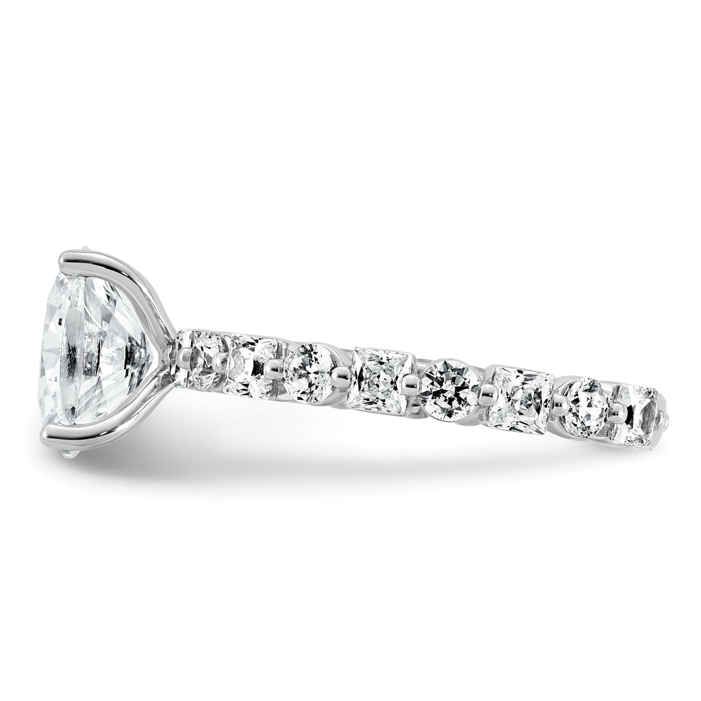 14k White Gold 3 carat Certified Lab Grown Diamond VS+ F+ Oval Complete Engagement Ring