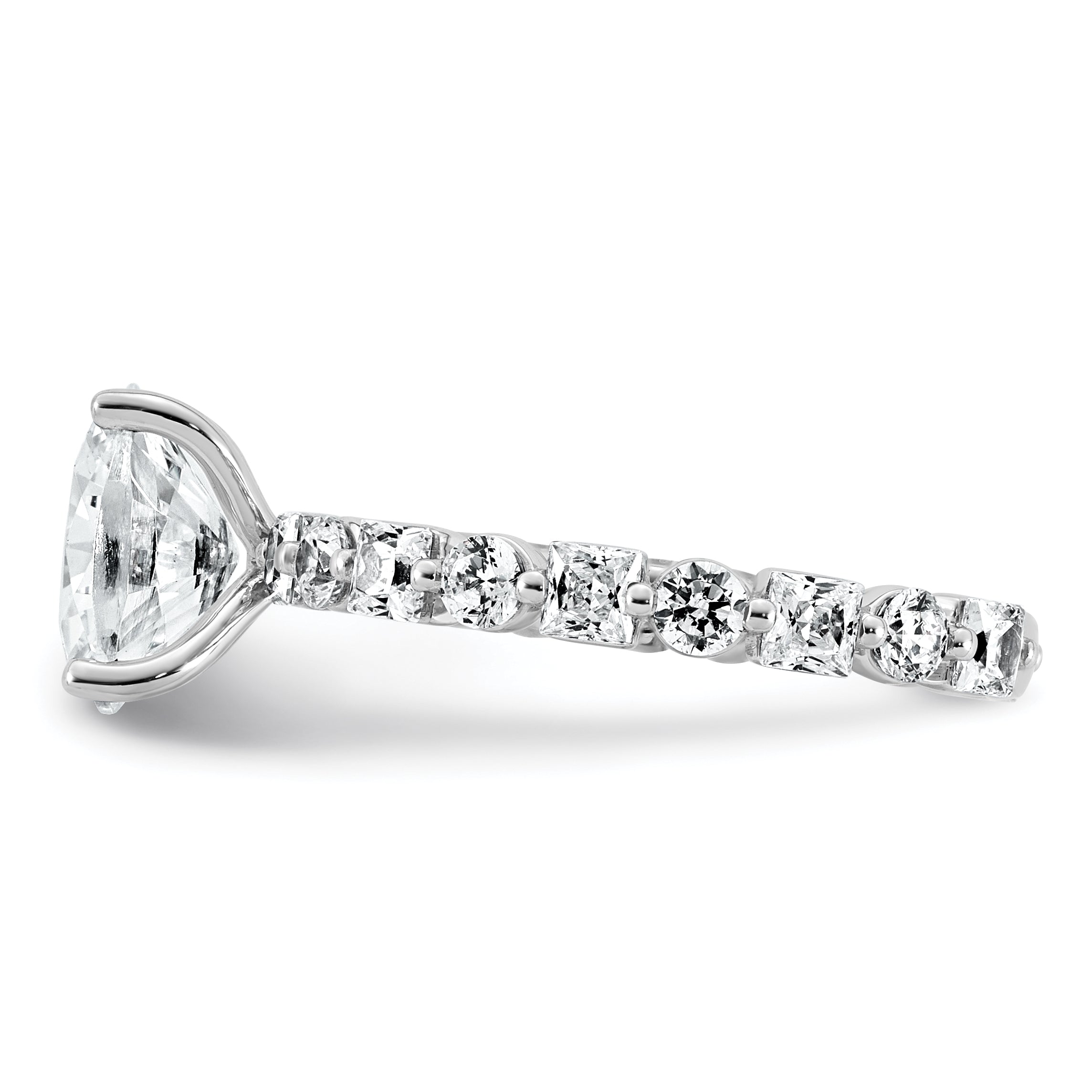 14k White Gold 3 carat Certified Lab Grown Diamond VS+ F+ Oval Complete Engagement Ring