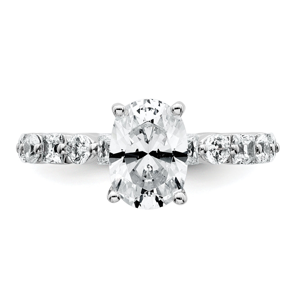 14k White Gold 3 carat Certified Lab Grown Diamond VS+ F+ Oval Complete Engagement Ring