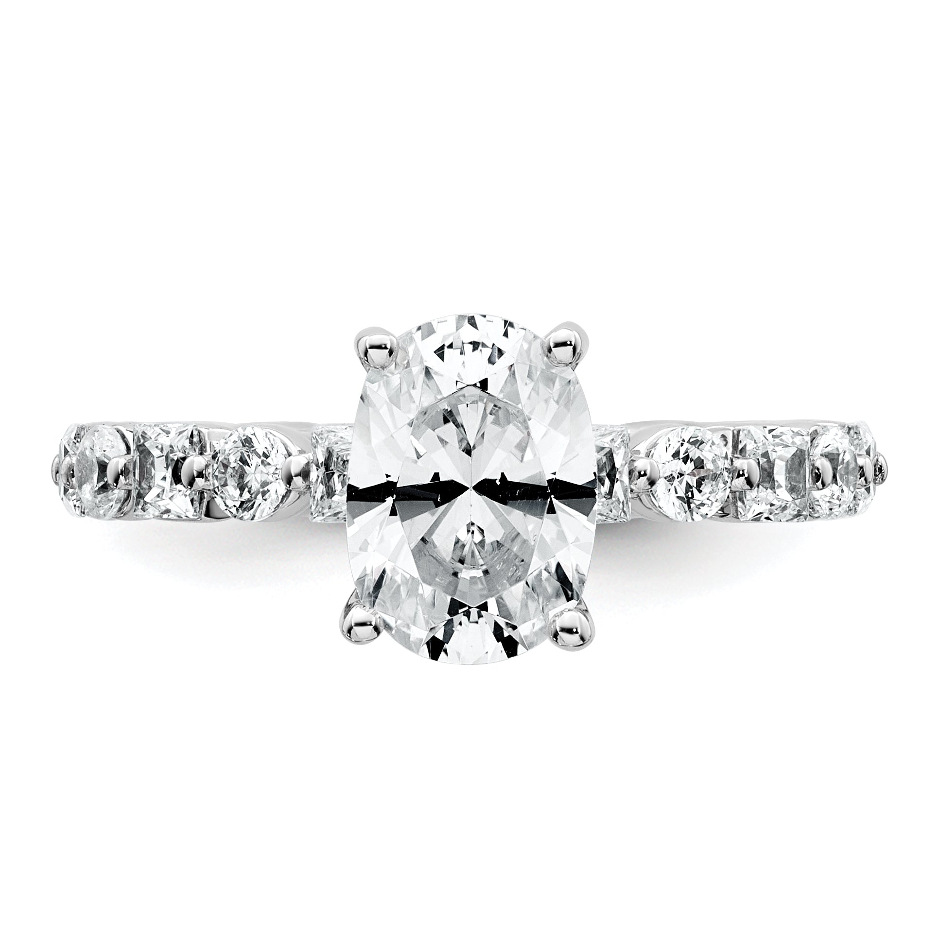 14k White Gold 3 carat Certified Lab Grown Diamond VS+ F+ Oval Complete Engagement Ring