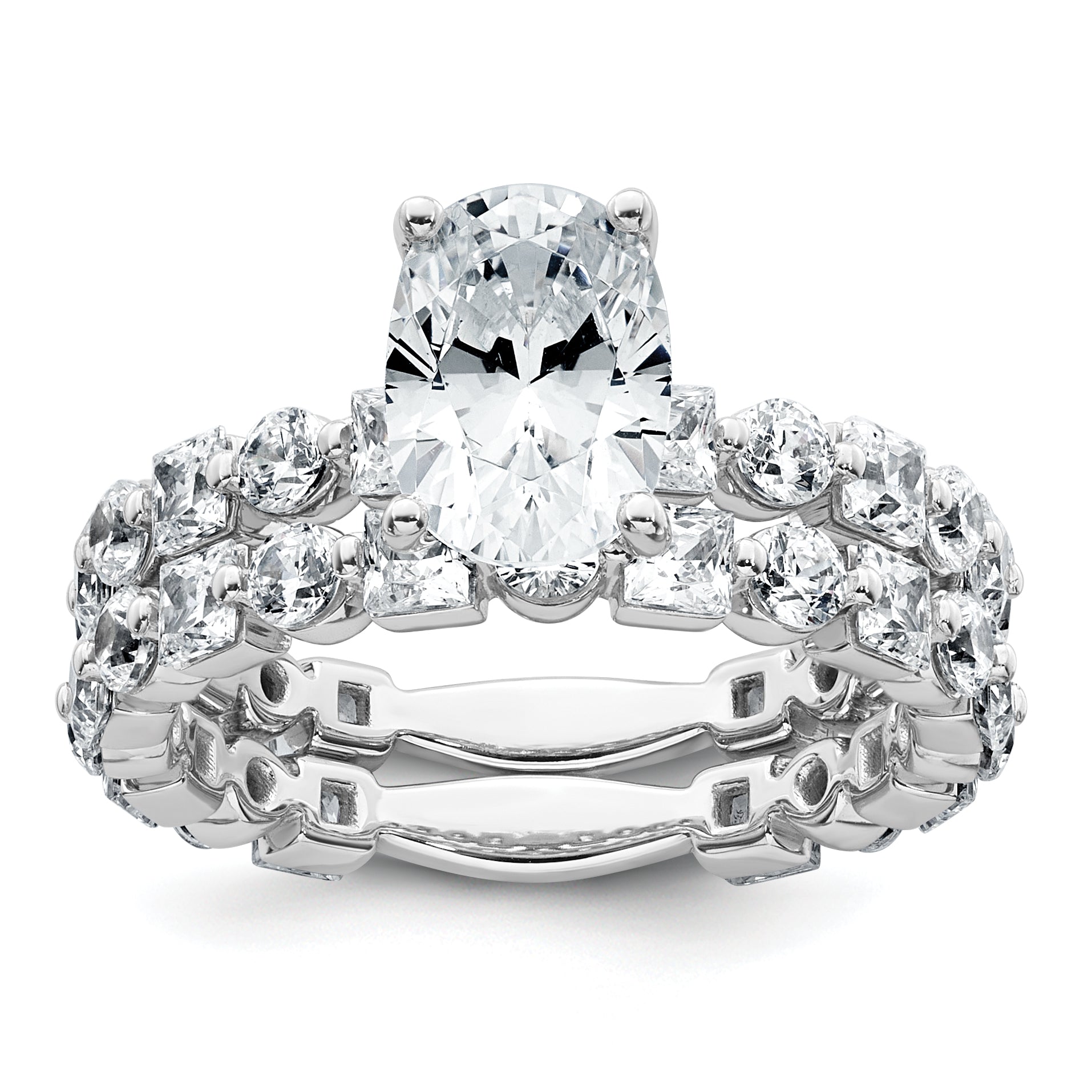 14k White Gold 3 carat Certified Lab Grown Diamond VS+ F+ Oval Complete Engagement Ring