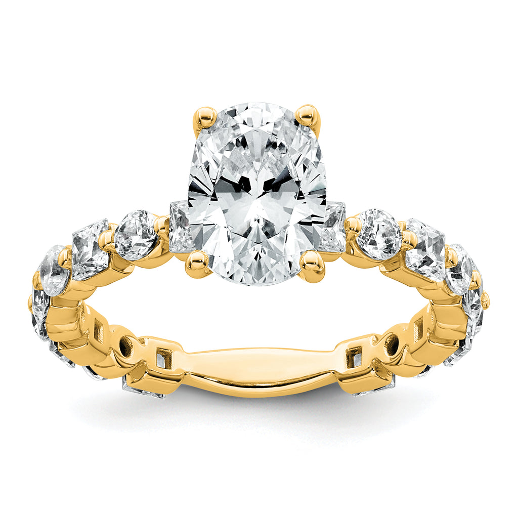 14k 3 carat Certified Lab Grown Diamond VS+ F+ Oval Complete Engagement Ring