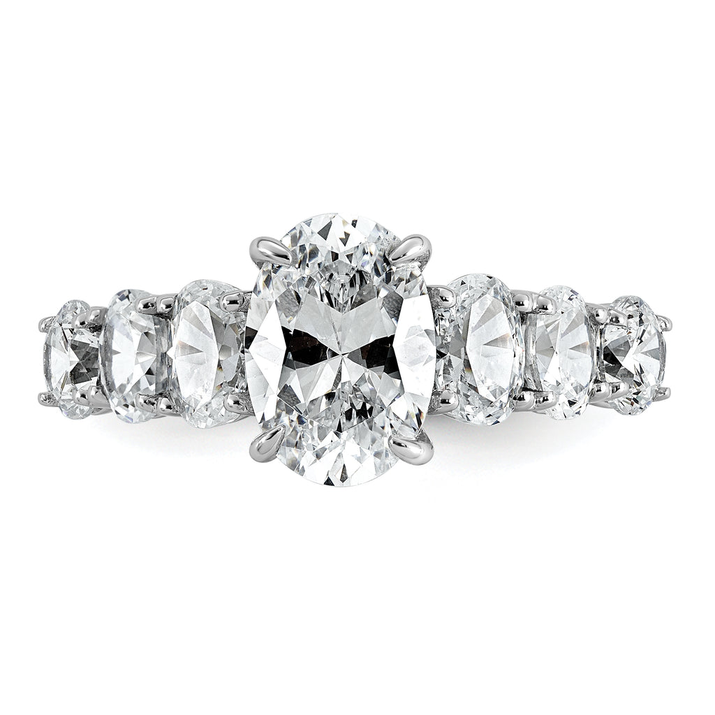 14k White Gold 3 7/8 carat Lab Grown Diamond VS+ F+ Oval Complete Engagement Ring